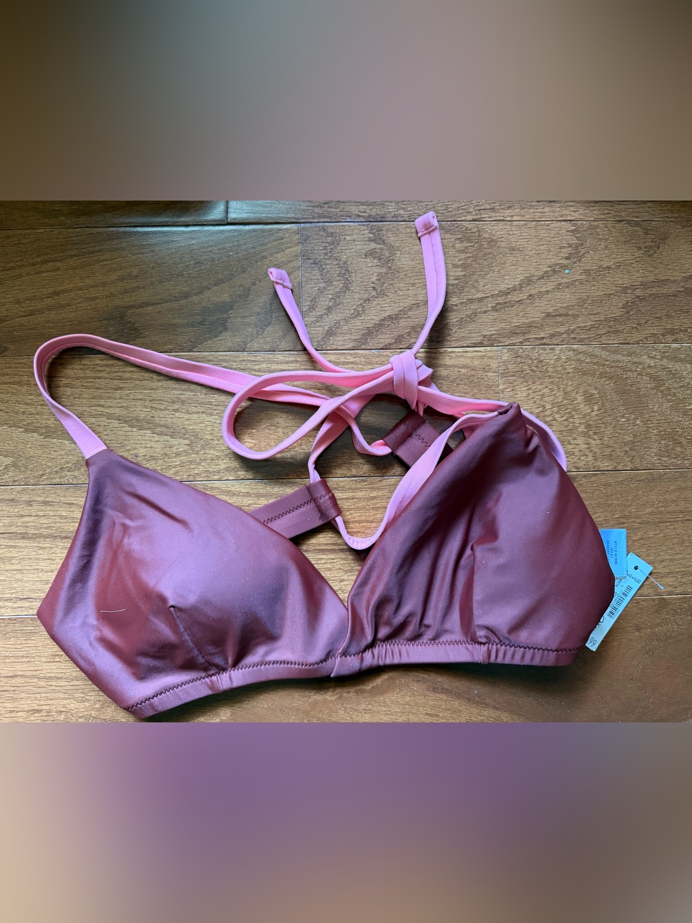 Madewell Brown/Maroonish and Blush Bikini Top